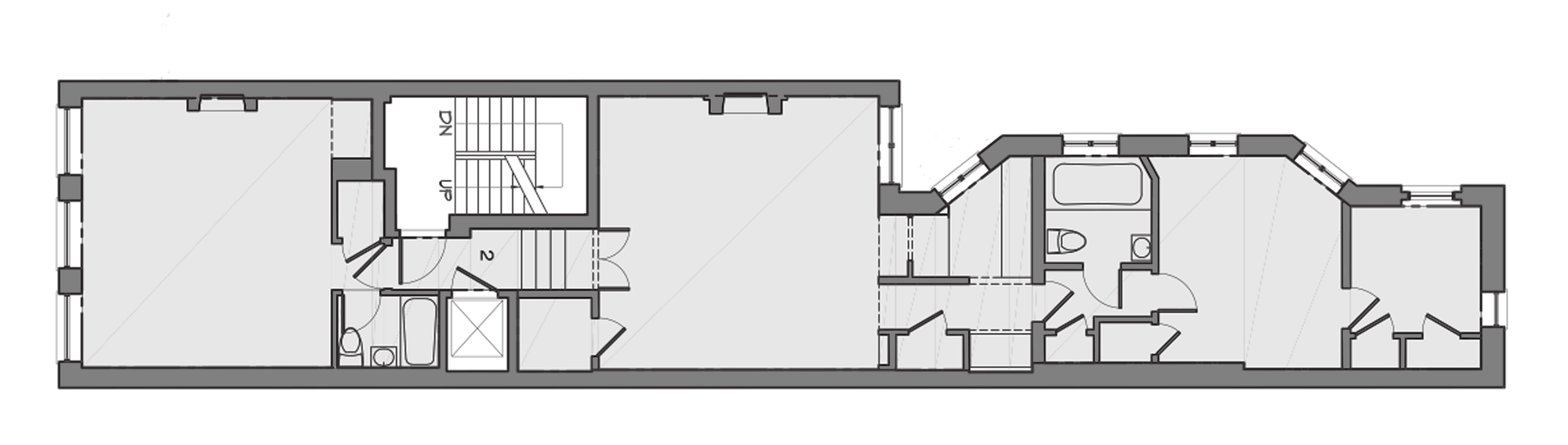 Upper East Side townhouse second floor plan - existing condition