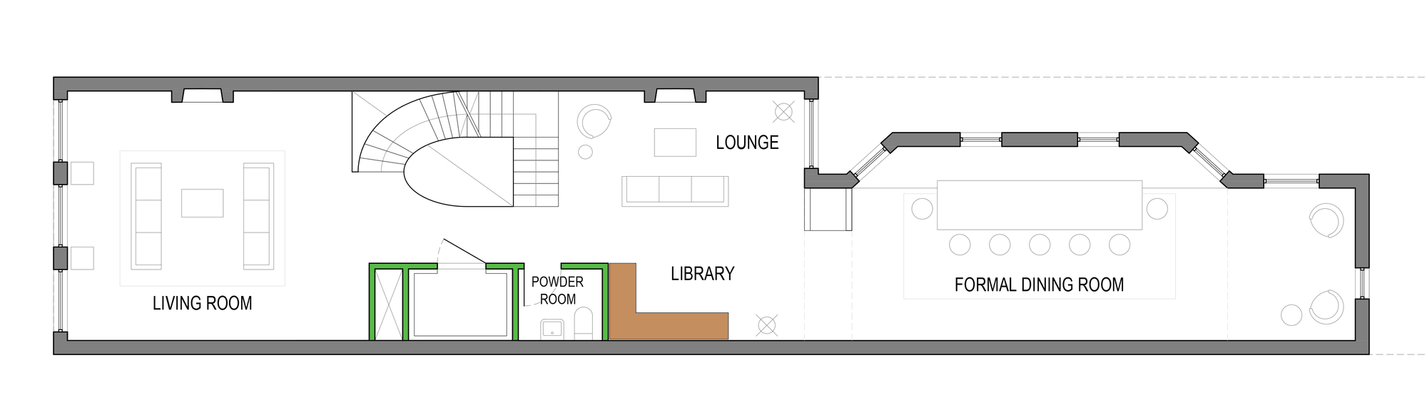 Upper East Side townhouse second floor plan - proposed gut renovation layout