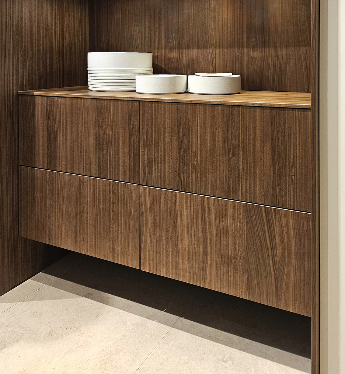 Custom walnut cabinetry